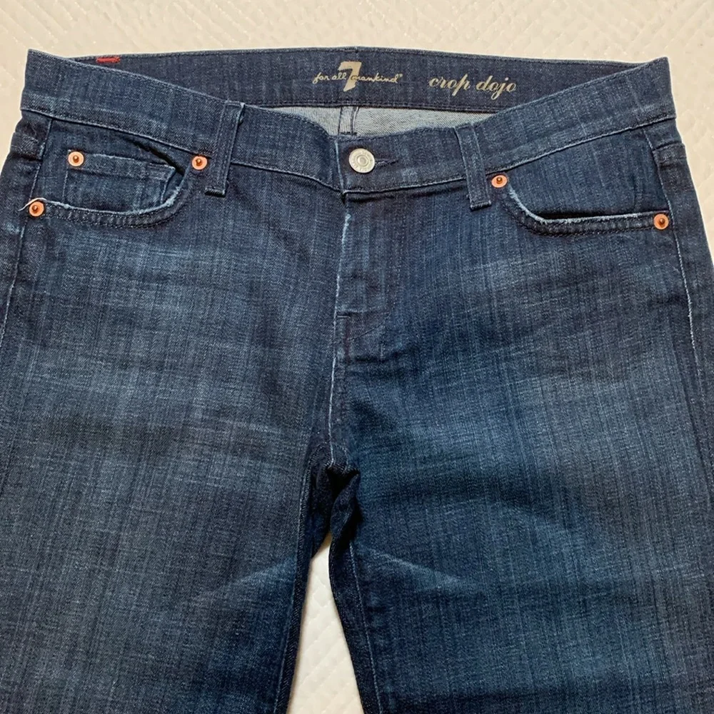 7 for All Mankind 7FAM Dojo Crop Jeans, Dark Wash Denim, Wide Leg, Size 29 - Picture 4 of 16